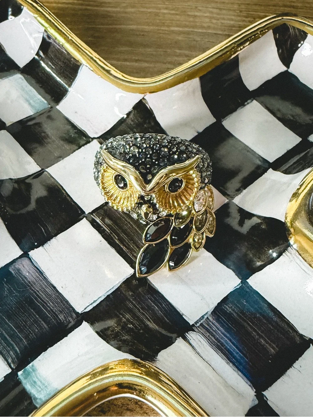 Swarovski Crystal Owl Ring Size 7.25